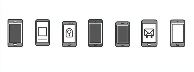 A modern illustration of smartphone functions, mobile phone thin line icons. Editable stroke. Ideal for website marketing design, logos, apps, templates, UIs and many more.