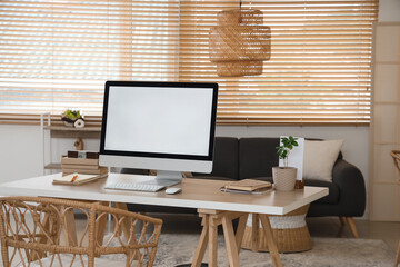 Interior of living room with programmer desk