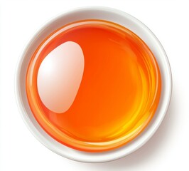A bowl of homemade tomato sauce isolated on white, top view