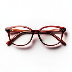 Angular Reflection on Transparent Background with Red Eyeglasses