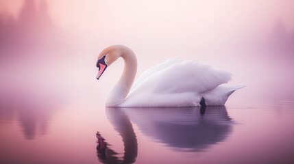 Fototapeta premium white swan on the water