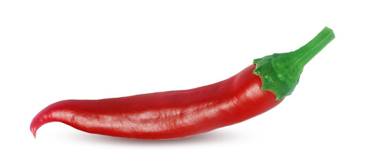 Red hot chili pepper isolated on white background with clipping path