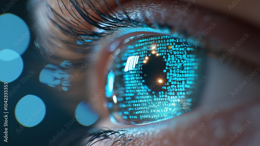 Poster 3d rendering background featuring a human iris in a multitude of colors after a flash scatters the r