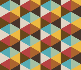 Retro colorful hexagons geometrics Vector Pattern. Midcentury style dusted colors bold geometrics seamless pattern.