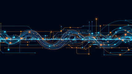Obraz premium Visual data complexity. Complex data threads colorful graphic visualization. Abstract data graph. data science. AI generated image, ai