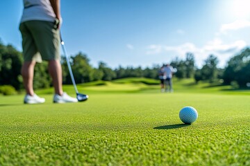 A man playing golf with friends on a sunny weekend 1