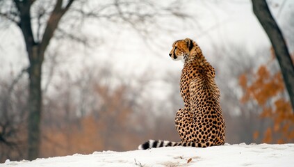 Cheetah in Winter Landscape