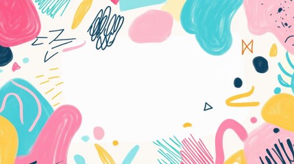Vibrant Abstract Art Background with Playful Shapes and Splashes