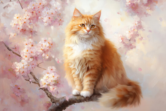 cat with flowers