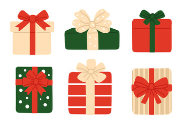 Vector illustration set of doodle Christmas gifts for digital stamp,greeting card,sticker,icon,design