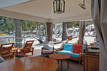 Santa Catalina Island California cabana with view of visitors