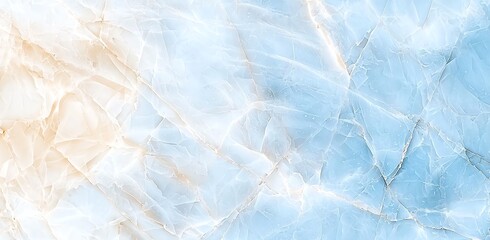 Obraz premium Abstract marble texture with soft blue and beige shades, creating a calming and elegant background perfect for design projects.
