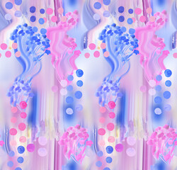 Abstract blurred floral seamless pattern. Bleeding meadow spring flowers. Watercolor paints texture. Trendy botanical design.