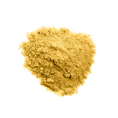 Pile of hemp protein powder on white background