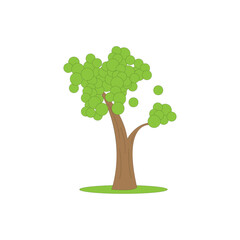 Cartoon tree image with facial expression. Kids cartoons