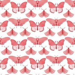 seamless pattern with pink and red butterflies