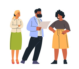 Business team discussion diverse colleagues reviewing document collaboration teamwork professional attire