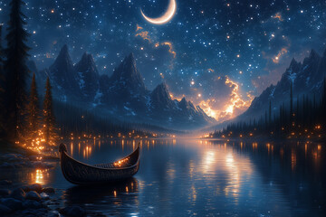 night scene with moon