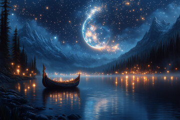 night scene with moon