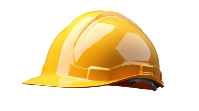 Yellow hard hat isolated on white background for construction safety equipment
