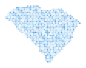 Fototapeta premium South Carolina Dot Map. US State Digital Style Shape. South Carolina vector image. US State shape with blue circular dots. Creative vector illustration.