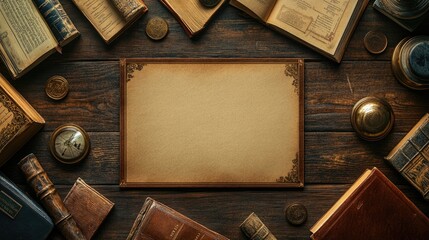 A scholarly certificate border featuring books and academic symbols