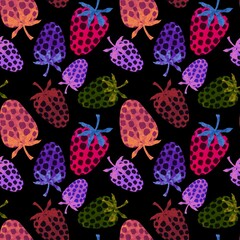 Cartoon summer fruit seamless strawberry pattern for birthday wrapping paper