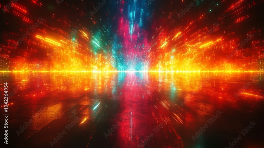 Aufkleber Colors of red, blue, and orange burst forth, illuminating a dark surface while creating a stunning visual effect that captures attention.