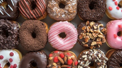 background of sweet fresh assorted donuts