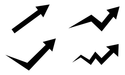 シンプルな黒い矢印のセット、成長や進展を表現するアイコン