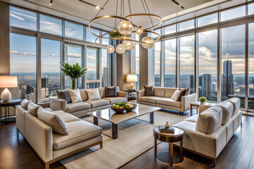 Fototapeta premium Chic Urban Penthouse Living Room