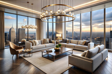 Fototapeta premium Chic Urban Penthouse Living Room