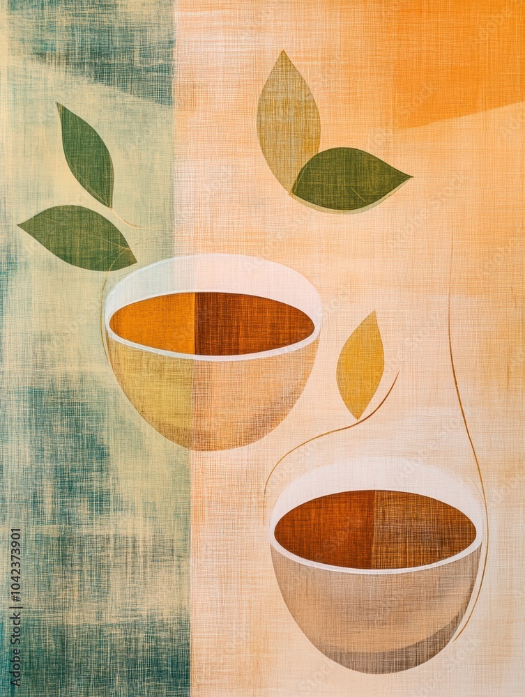 Aufkleber the artwork features a design of intersecting lines symbolizing tea leaves and cups, depicted in war