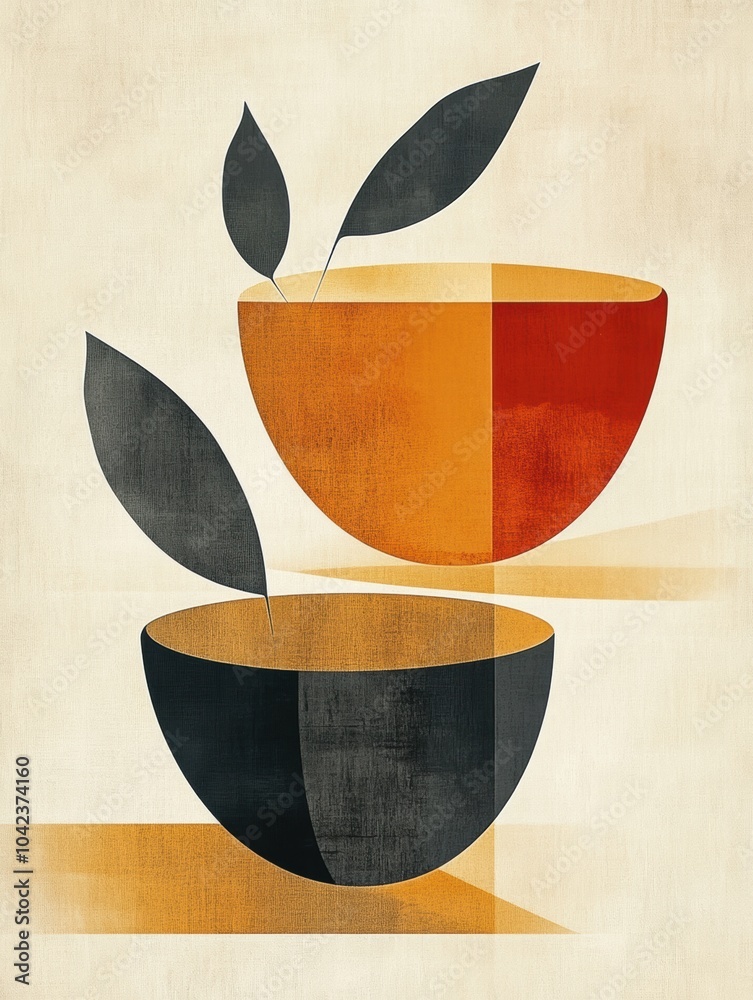 Aufkleber this artwork features abstract representations of tea cups adorned with tea leaves, creating a peace
