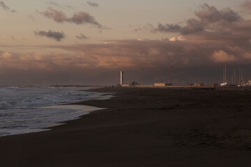 Fototapeta premium sunset on the beach, versilia, tuscany