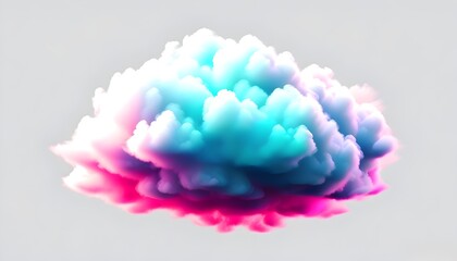 Fototapeta premium vibrant neon cloud floating on a clean white background