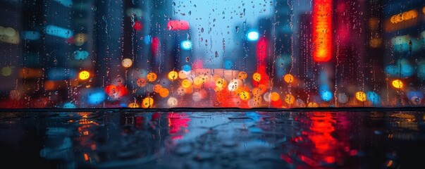 Obraz premium Cityscape night view, vibrant colors, city lights, wide shot, dynamic