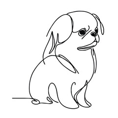 Obraz premium A simple continuous line drawing of a dog of the breed Japanese Chin. The artwork is minimalistic, capturing the essence of the object with a single unbroken line