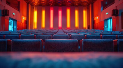 Educational conference, vibrant colors, professional setting, dynamic scenes, inviting