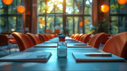 Educational conference, vibrant colors, professional setting, dynamic scenes, inviting