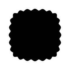 Shape of square with rounded corners or squircle with wavy borders. Simple geometric form isolated on white background. Scalloped design element, label, tag or box. Vector graphic illustration.