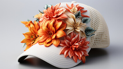 3d flowers printing cap photo generative ai