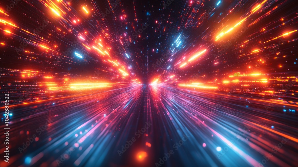 Aufkleber bright streaks of color converge and diverge in an electrifying display, forming a tunnel-like effec