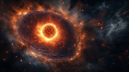 Cosmic Birth:The Genesis Cell.Concept of creation, origin of life, cosmic birth, celestial energy, cellular biology, cosmic mystery.