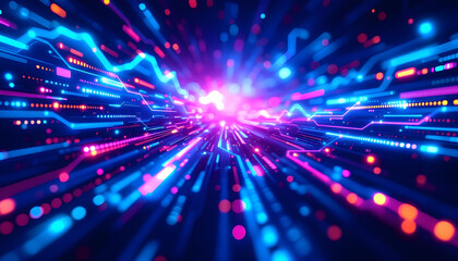 Naklejka premium Cyber Tunnel, Visualizing Fast Digital Connectivity and Data Flow