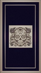 3D Card Ornamental Día de Muertos Skull in Vintage Style