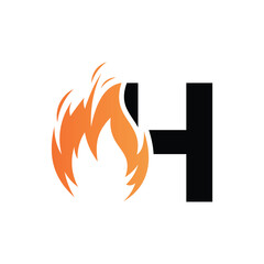 H letter logo design in fire initial style Premium Vector