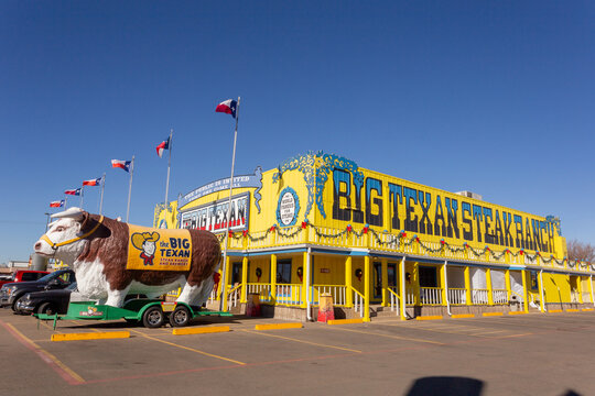 A view on Route 66 cities, USA, Big Texan, Amarillo, TX