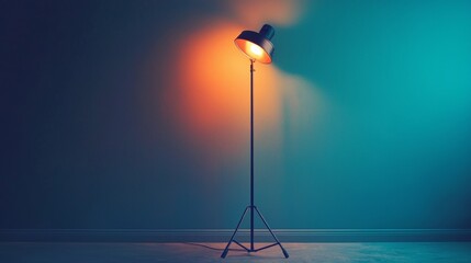 Minimalist standing lamp with warm and cool light contrast