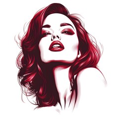 Fototapeta premium Beautiful young woman with striking red hair and bold makeup, exuding confidence and allure.